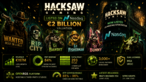 Premium casino slot machine representing Hacksaw Gaming's rapid growth and new releases